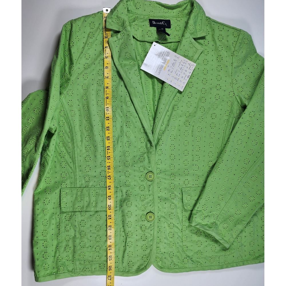 Denim & Co Women's Eyelet Blazer Jacket Size 1X Boho Cottagecore NWT - Picture 8 of 13